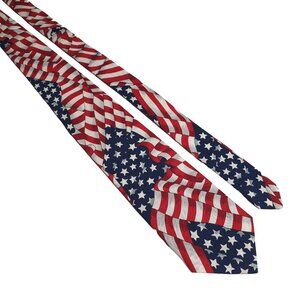 Rooster American Flag Print Tie Patriotic Design Cotton Election Gift Red Blue